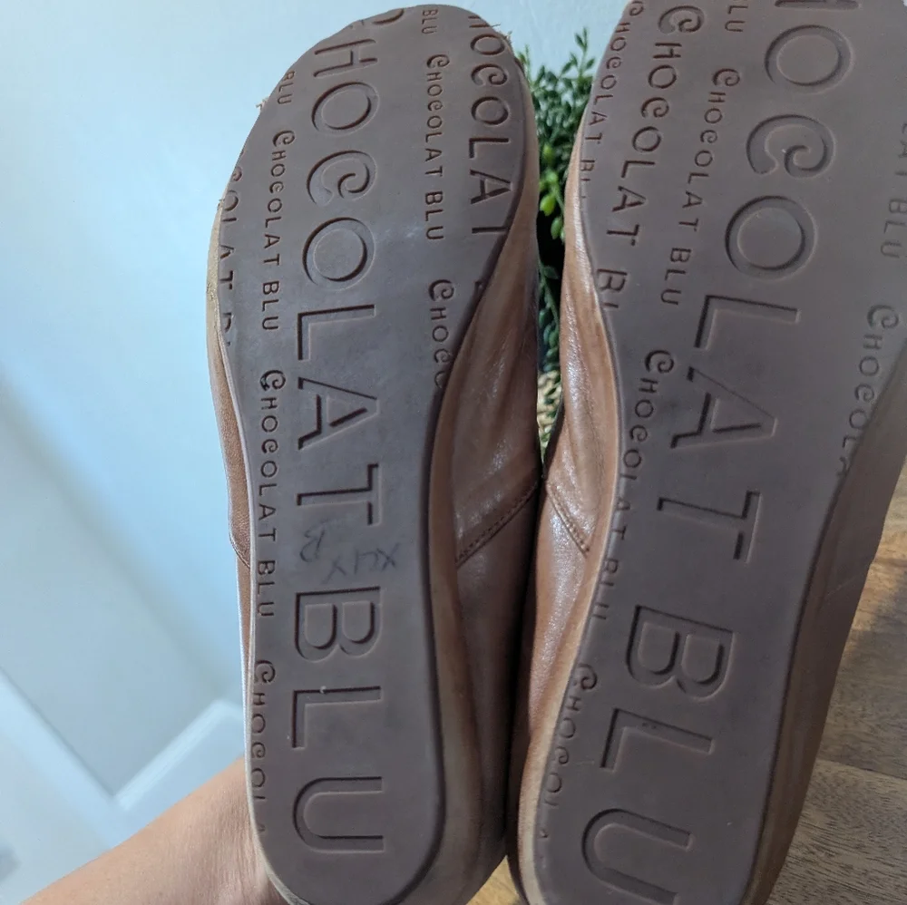 Chocolat‎ Blu Brown Pintuck Soft Leather Slip On Shoes Size Women's 9